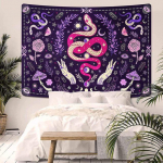 Esteetiline madu n&otilde;idus Gobel&auml;&auml;n Seene Kuu faas ja t&auml;hed Vaibad Liblikad ja lilled Seinale riputatavad Boho kodukaunistused 95x73cm
