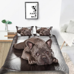 Kassi ja koera voodipesukomplekt Teki- ja padjap&uuml;&uuml;r &Uuml;he kaheinimesevoodi t&auml;issuuruses loomamustriga voodipesu koos lukuga &Uuml;limugav voodipesu DE 100x135cm