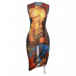 Suvemood, pikad naistekleidid, pitsilised lipsud, v&auml;rviprinterid Seksikas Bodycon Maxi kleidid Naistele Vestido Robe Femme Elegantsed naister&otilde;ivad S kollane