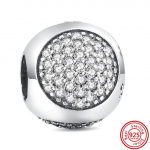 925 h&otilde;bedane valge l&auml;bipaistev tsirkoon s&auml;delev moeklambriga helmed, mis sobivad amulettidega k&auml;ev&otilde;ru ehted