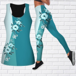 Peach Blossom Print joogariietus naistele Mood Treening Retuusid Fitness Sport Vabaaja joogap&uuml;ksid XXL helesinine v&auml;rv