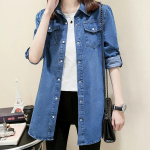 Teksas&auml;rk &otilde;huke jakk Naiste pikkade varrukatega avar s&auml;rk Teksadest jope Keskmise pikkusega kevadine alumine s&auml;rk suur suurus L sinine