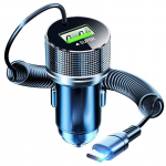 Edeba metallist USB-autolaadija C-t&uuml;&uuml;pi kaabliga 12v &uuml;likiire laadimise s&otilde;idukiadapter 2-&uuml;hes iPhone'i jaoks Samsung Huawei Vivo Oppo 2 in 1 Car Charger
