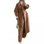 Naised Vintage laternaga varrukad villased mantlid, lahtik&auml;iv krae, pikad jakid naiste s&uuml;gistalvine kaherealine &uuml;ler&otilde;ivaste mantel M kaamel