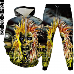 Holloween Punk Stiilis Hip Hop Skull 3D Prinditud Meeste Spordidress Hoodiga dressipluus + P&uuml;ksid 2tk Komplektid Naiste Peoriided Suures suuruses S-6XL M