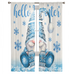 J&otilde;ulud lumehelbed Magamistoa l&auml;bipaistev l&auml;bipaistev kardinad p&uuml;hadekaunistuseks aken Voile t&uuml;llkardin 135W x 114H(cm)