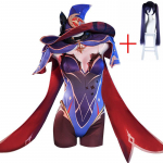Mondstadt Mona Cosplay Kostuum M&auml;ng Pak Mooie Bodysuit Halloween Party Outfit Voor Vrouwen Meisjes Nieuwe L-(Full set+wig)
