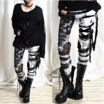 Naiste moep&uuml;ksid Ultra Long Gathered Punk Gothic Rocker Distressed Tie Dye Retuusid L