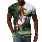New Fashion Animal Horse t-s&auml;rk meestele Summer Casual 3D Prindiga graafilised t-s&auml;rgid Personality Trend Hip Hop l&uuml;hikeste varrukatega t-s&auml;rgid S