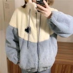 Talvised naiste kapuutsid, samet-lapiline lukuga, pikkade varrukatega lambavill Suurem&otilde;&otilde;tmelised fliismantlid vabaaja Korea soe valge dressipluus M roosa