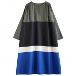 XITAO Contrast Color Splicing pikkade varrukatega kleit ZZ0010 One Size roheline