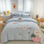 Multikas armas k&uuml;&uuml;lik puhtast puuvillast pestud puuvillast neljaosaline komplekt t&uuml;drukutele ja lastele tekikott puhtast puuvillast voodipesu printsessi stiilis 1.35m bed sheet 3pcs gray
