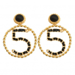 Naiste number 5 lindiga Faux Pearl Large Circle Statement Stud k&otilde;rvar&otilde;ngad must