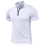 Meeste spordi T-s&auml;rk Kiirelt kuivav l&uuml;hikeste varrukatega s&auml;rgid Standkrae T&otilde;mblukk Pulloverid Kevadsuvi Fitness Kandke k&otilde;rge elastsusega s&auml;rgid L valge