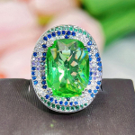 CMM tippkvaliteetne suure s&otilde;rmega s&otilde;rmus smaragdiv&auml;rvi ehtetarvikud Reguleeritav s&otilde;rmusega peopulm naistele smaragdroheline