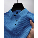 Mesh Ice Silk Polos Top l&uuml;hikeste varrukatega T-s&auml;rk meeste rev&auml;&auml;rkraega suvine &uuml;hev&auml;rvilised libisevad polos&auml;rgid XL sinine