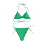 2 tk/komplekt, p&auml;itsed, paelad, push-up bikiinid, kolmnurga rinnahoidja komplekt, madala v&ouml;&ouml;kohaga alusp&uuml;kste komplekt S roheline