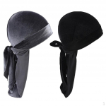 2x Luksuslik Solid Velvet Long Saba Bandana Turban M&uuml;ts Peakate Cap Pear&auml;tt