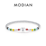 MODIAN 925 Sterling h&otilde;be v&auml;rviline s&uuml;da armastus naeratus p&otilde;hi helmed k&auml;ev&otilde;ru Reguleeritavad elastsed k&auml;ev&otilde;rud naistele ehted kingitus h&otilde;be