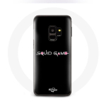 &Uuml;mbris Samsung S9 plus Squid Game logoga must taust must