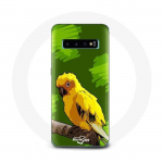 &Uuml;mbris Samsung Galaxy S10 Plus kollase papagoi lindude rohelise taustaga