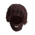 Knit Bearded Hat Knitted Dress up Photo Props Ski Mask Beanie Winter for Running Travel pruun