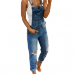 &Uuml;hev&auml;rviline kost&uuml;&uuml;m Slim Dungarees naiste varrukateta taskud, aukudega rippp&uuml;ksid t&ouml;&ouml;ks 2XL tumesinine v&auml;rv