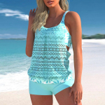 Naiste ujumisriided Tankini 2-osaline ujumistrikoo Seksika tr&uuml;kiga bikiinid, suured rinnad, puuviljapolsterdatud supelkost&uuml;&uuml;mid M