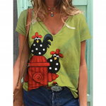 Forest Bird 3D Prinditud T-s&auml;rgid Naiste paabulinnu Y2K Topid Naiste V-kaelusega T&auml;navar&otilde;ivad T-s&auml;rk Naiste Suured T-s&auml;rgid Harajuku Riietus M