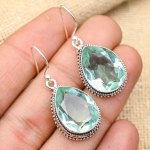 Aqua Apatite Gemstone 925 Sterling H&otilde;bedast k&auml;sitsi valmistatud armsad ehtek&otilde;rvar&otilde;ngad naistele 1.60 Inches