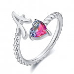 H&otilde;bedane V&auml;rvus 26 Inglise Kirjad Armastus S&uuml;da Roos Punane ja Sinine Kivi avanemisr&otilde;ngad S&uuml;dames&otilde;rmus Reguleeritavad S&otilde;rmused Ehted A h&otilde;be