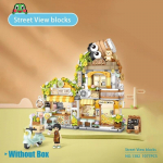 Loz Bear Coffee Shop Panda Teemaja Teemaja Kokkupandav t&auml;navavaade Rahvuslik mood V&auml;ikeste osakestega ehitusplokid NO BOX