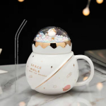 Creative Planeti kruus Sf&auml;&auml;riline keraamiline veetass Kohvitass Piimatass kaanega Veetass Isiklik kingitus valge