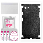 apgo Protective Skin Sticker for the back+sides compatible with Apple iPhone 8, Full Wrap Film, Foil, Vinyl - Pattern Black Leather