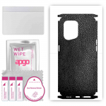apgo Protective Skin Sticker for the back+sides compatible with Oppo Find X5, Full Wrap Film, Foil, Vinyl - Pattern Black Leather