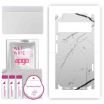 apgo Protective Skin Sticker for the back+sides compatible with Google Pixel 8, Full Wrap Film, Foil, Vinyl - Pattern White Marble
