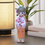 Aasia kabuki kujuke Jaapani kimono gei&scaron;a nukk lauaarvuti rahvap&auml;rase etnilise kaunistusega vaigust kuju with Round Fan