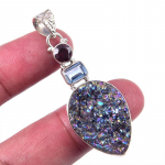 Looduslik titaanium druzy, sinine topaas 925 prooviga t&auml;is h&otilde;be kingitus ripats 2 M3c79