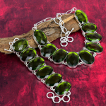 Lihvitud peridoodi v&auml;&auml;riskividega ehted, 925 prooviga t&auml;is h&otilde;bedast kaelakee ja k&auml;ev&otilde;ru ehtekomplekt, k&auml;sitsi valmistatud armsad ehted armastuse jaoks Adjustable With 8"-18" roheline