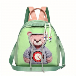 Plush Bear mustriga seljakott, multifilm kahesuunaline &otilde;lakott, naiste Oxfordi riidest koolip&auml;evakott reisimiseks roheline