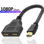 HDMI splitter 1080P kahe pordiga Y jaotur 1 sisse 2 v&auml;ljund kaabel isane-emane adapter LCD-teleri karbi jaoks PS3 HDMI-&uuml;hilduv jaotur