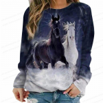 Horse Print Hoodie 3D Loomade Print Crewneck Pikkade Varrukatega Sweats Harajuku Hoodid Kvaliteetne Mantel T&uuml;drukute Spordidress Naiste R&otilde;ivad 4XL