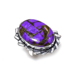 Copper Purple Turquoise Gemstone Handmade 925 Sterling Silver Ring Size 8 d4g41