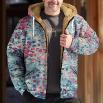 Meeste retroprinteriga jakk Meeste kevadine ja s&uuml;gisene vabaaja trendi lukuga kapuutsiga jakk XXXXXXL