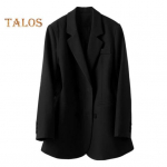 Naiste &uuml;likonnamantel rev, pikkade varrukatega kaherealine ja taskutega &uuml;likonnajakk, &uuml;hev&auml;rviline, lahtise vormiga kontorimantel, t&ouml;&ouml;r&otilde;ivad M veinipunane v&auml;rv