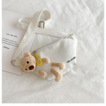 Bear Waist Pack Students Simple Crossbody Canvas Waist Pack Naistele tr&uuml;kitud t&auml;hed Armsad valge