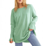 Naiste massiivne &uuml;markaelus avara pikkade varrukatega keskmise pikkusega lekkiv p&ouml;idla T-s&auml;rk top L beež