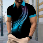 Meeste s&auml;rk Polo vabaaja lukuga l&uuml;hikeste varrukatega mood vaba t&otilde;mblukuga suvine kevadine korrap&auml;rane sobivusjoon, v&auml;rviline hele 3D prindiga s&auml;rk XS sinine