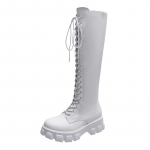 Pikad torusaapad naistele s&uuml;gisel ja talvel k&uuml;ljet&otilde;mblukuga Paksu tallaga Martini saapad naistele Euroopa ja Ameerika stiilis k&otilde;rge toruga saapad 35 valge