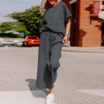 Komplektid naistele Suvised salongikomplektid O-kaelusega topid Laia s&auml;&auml;rega k&auml;rbitud p&uuml;ksid Puhkusereisir&otilde;ivad S valge